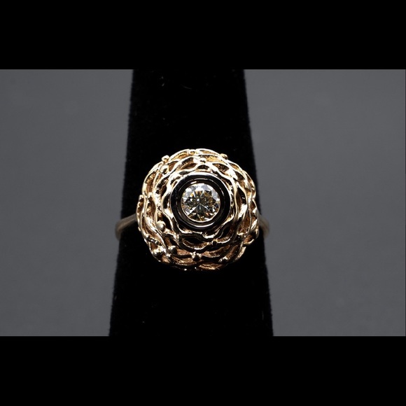 Spectacular Woven 14k Double Bezel Diamond Ring - Picture 1 of 3